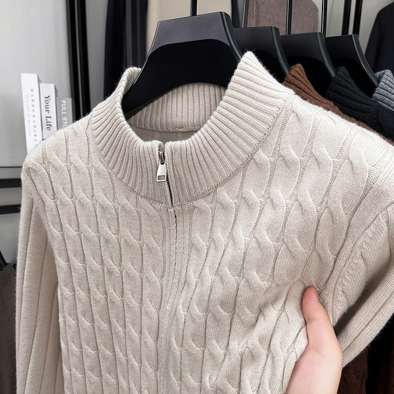 Thick Jacquard Warm Young And Middle-aged Soft Turtleneck Sweater