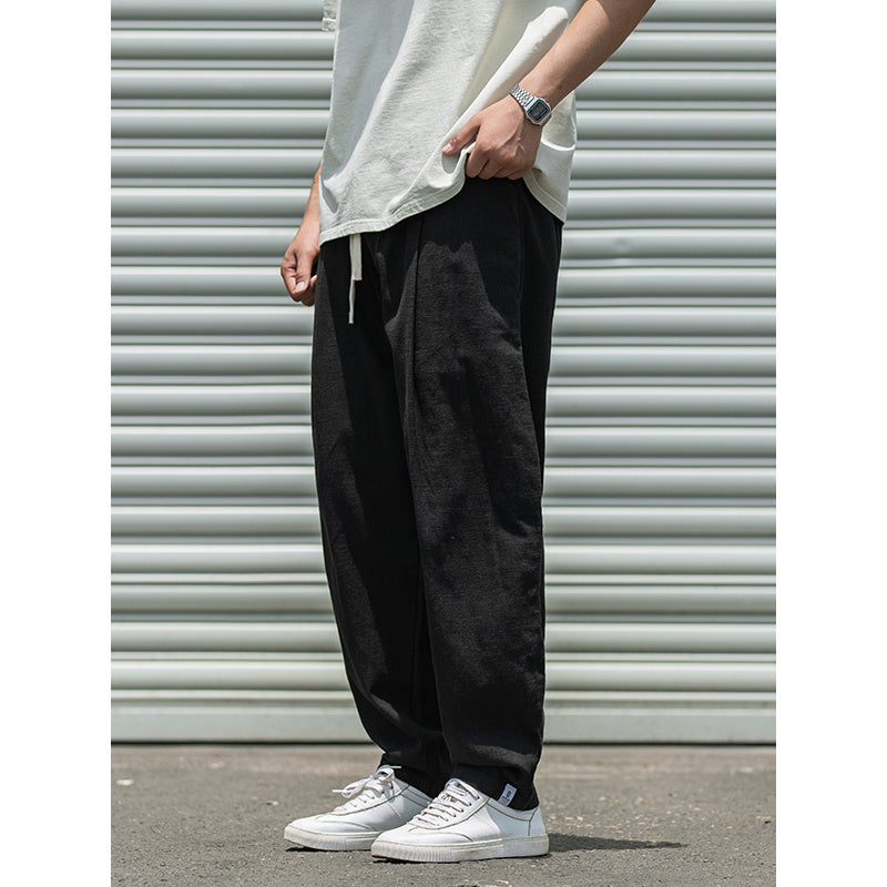Men's Summer Light Breathable And Loose Straight Drooping Linen Pants