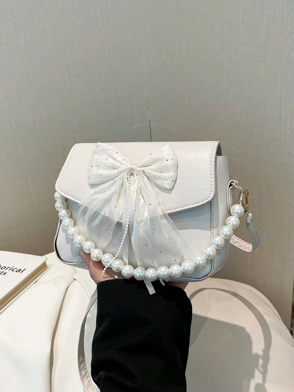 Bowknot Lace Pearl Handbag Fashion Bag Women's Shoulder Crossbody Bag