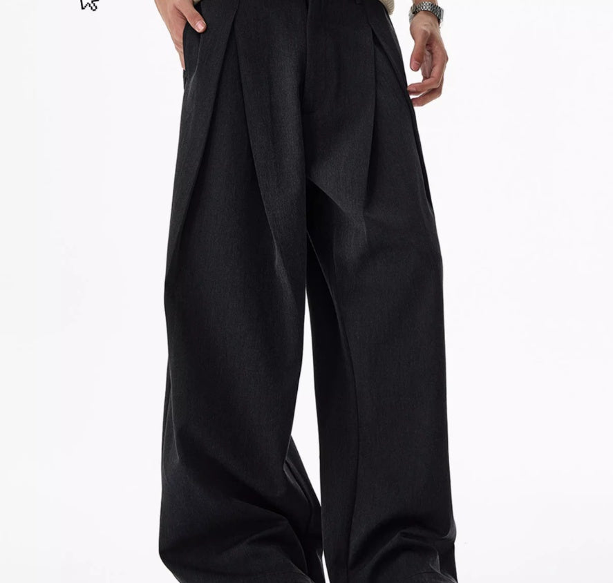 Design Sense Double Pleated Profile Suit Pants Men And Women High Sense