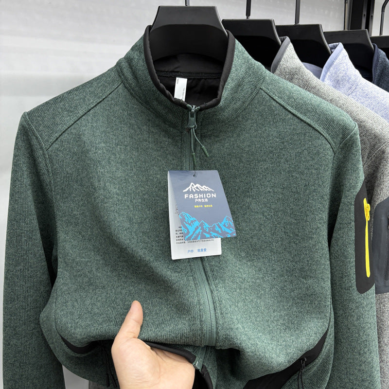 New Men's Knitwear Jacket Solid Color Stand Collar