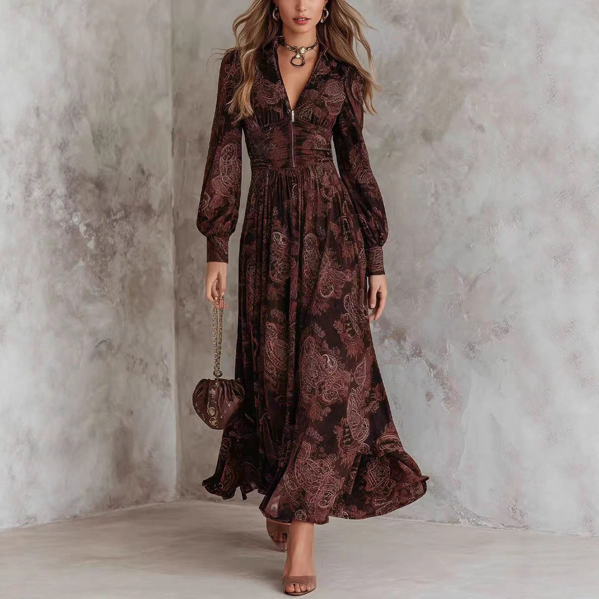 Fashionable High-end Printed Dress For Women