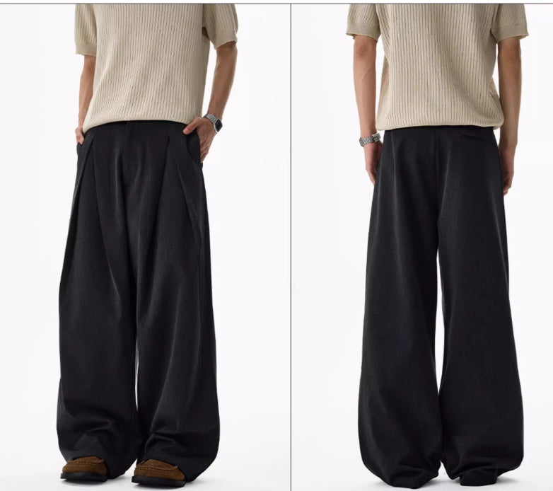 Design Sense Double Pleated Profile Suit Pants Men And Women High Sense