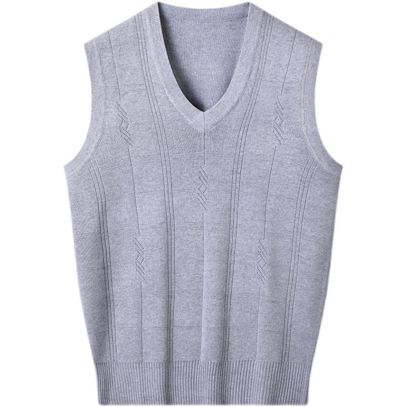 Spring And Autumn V-neck Loose Vest For Middle-aged And Elderly Men Casual Vest