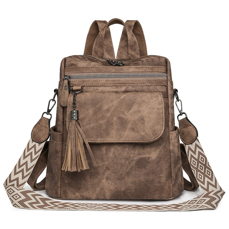Retro Simple New Tassel Backpack For Women