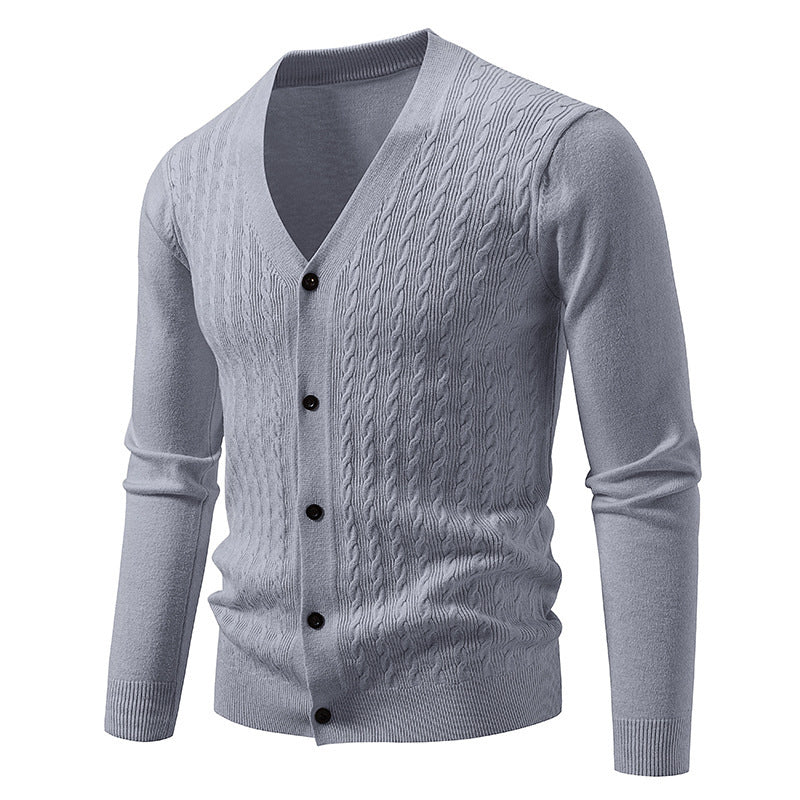 Men's Brocade Sweater Korean Style Trendy Casual Loose And Handsome V-neck Knitted Cardigan Coat