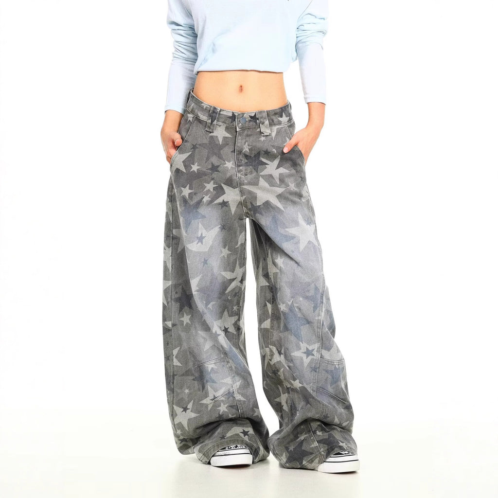 Wide Leg Jeans Women's High Waist Loose Camouflage Cargo Pants
