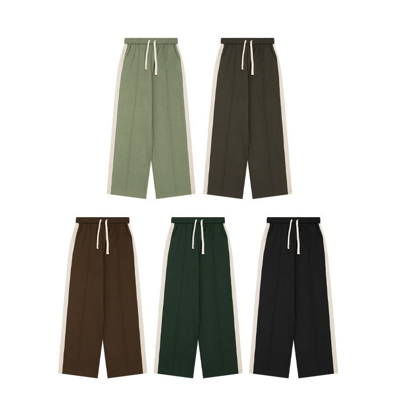 Retro Sports Side Stripe Trendy Brand Casual Men's Wide-leg Pants