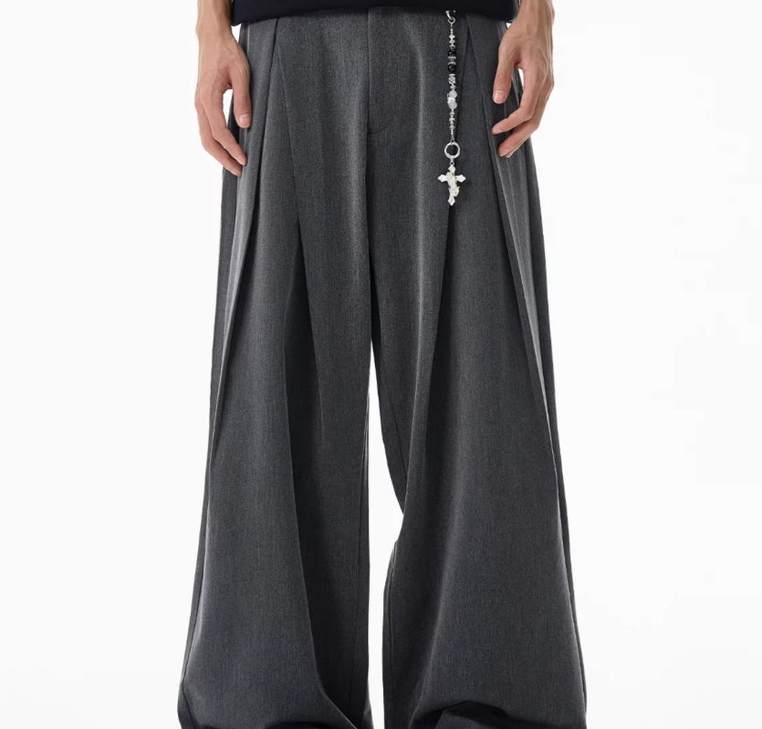 Design Sense Double Pleated Profile Suit Pants Men And Women High Sense