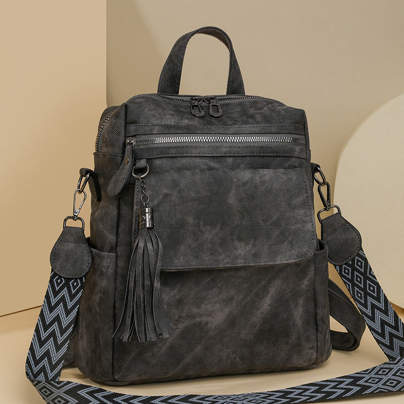 Retro Simple New Tassel Backpack For Women