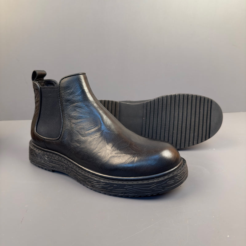 British Retro Round Toe Chelsea Boots Men's Shoes