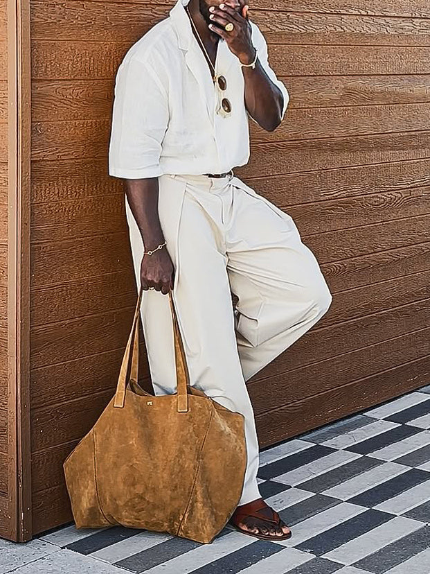 Men's Casual Pleated Wide-leg Pants