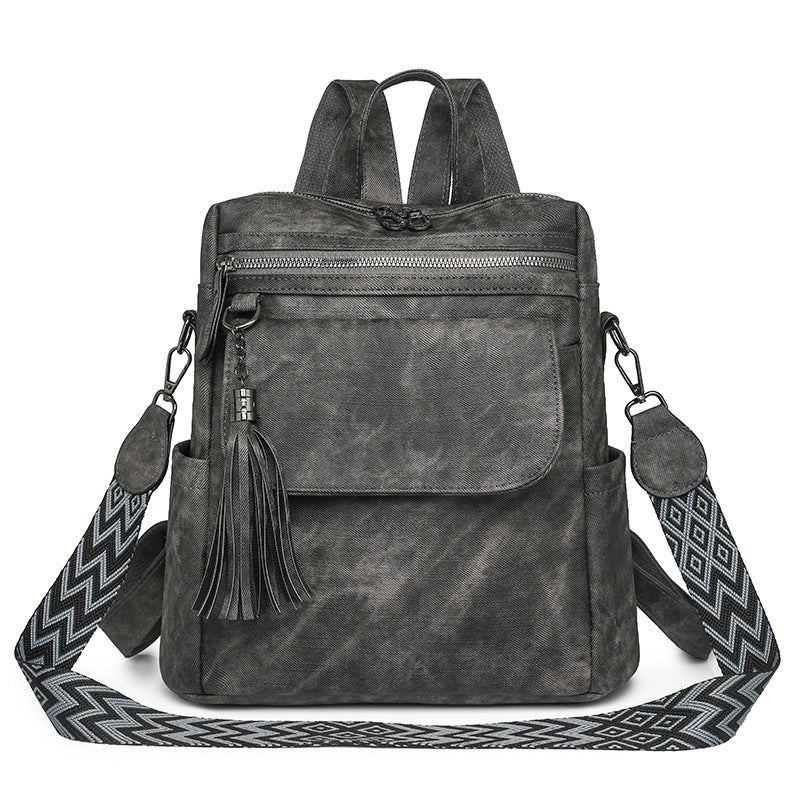 Retro Simple New Tassel Backpack For Women