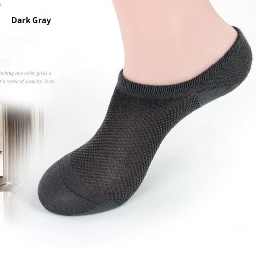 Summer Men's Bamboo Fiber Mesh Invisible Boat Socks
