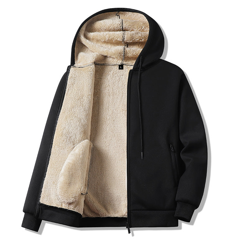 Autumn And Winter Warm Leisure Sports Men's Coat Hooded Jacket Blouse And Pants