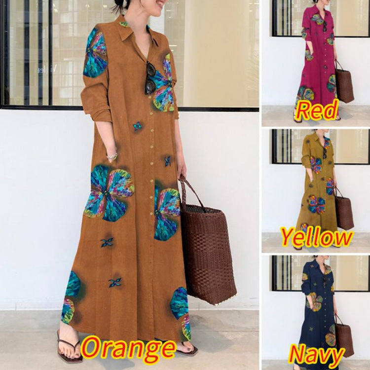 Women's Cotton And Linen Fashion Long Dress