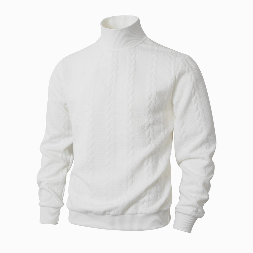 Knitted Solid Color Men's Fashion Jacquard High Collar Warm Sweater