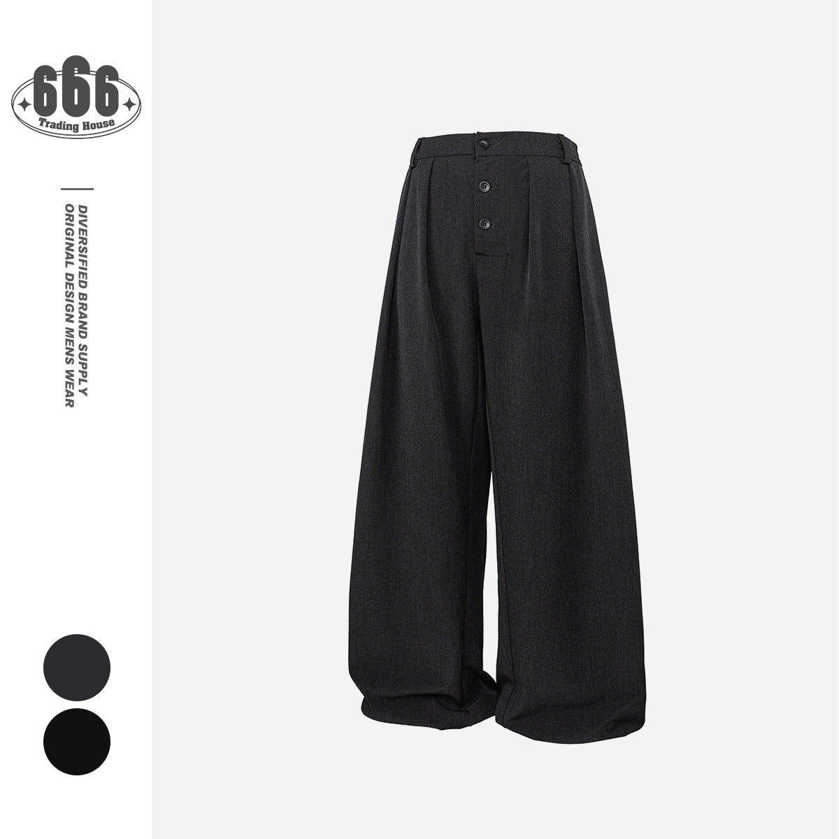 Suit Pants Draping Effect Breasted Placket Trousers For Men