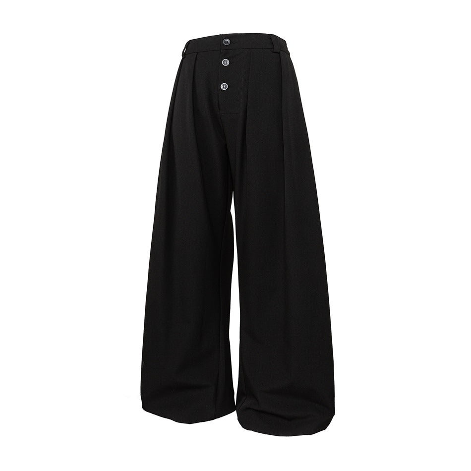 Suit Pants Draping Effect Breasted Placket Trousers For Men
