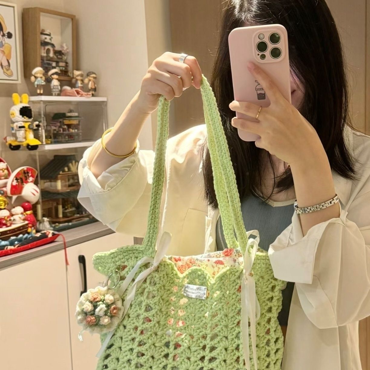Finished Summer Floral Woven Bag By Hand