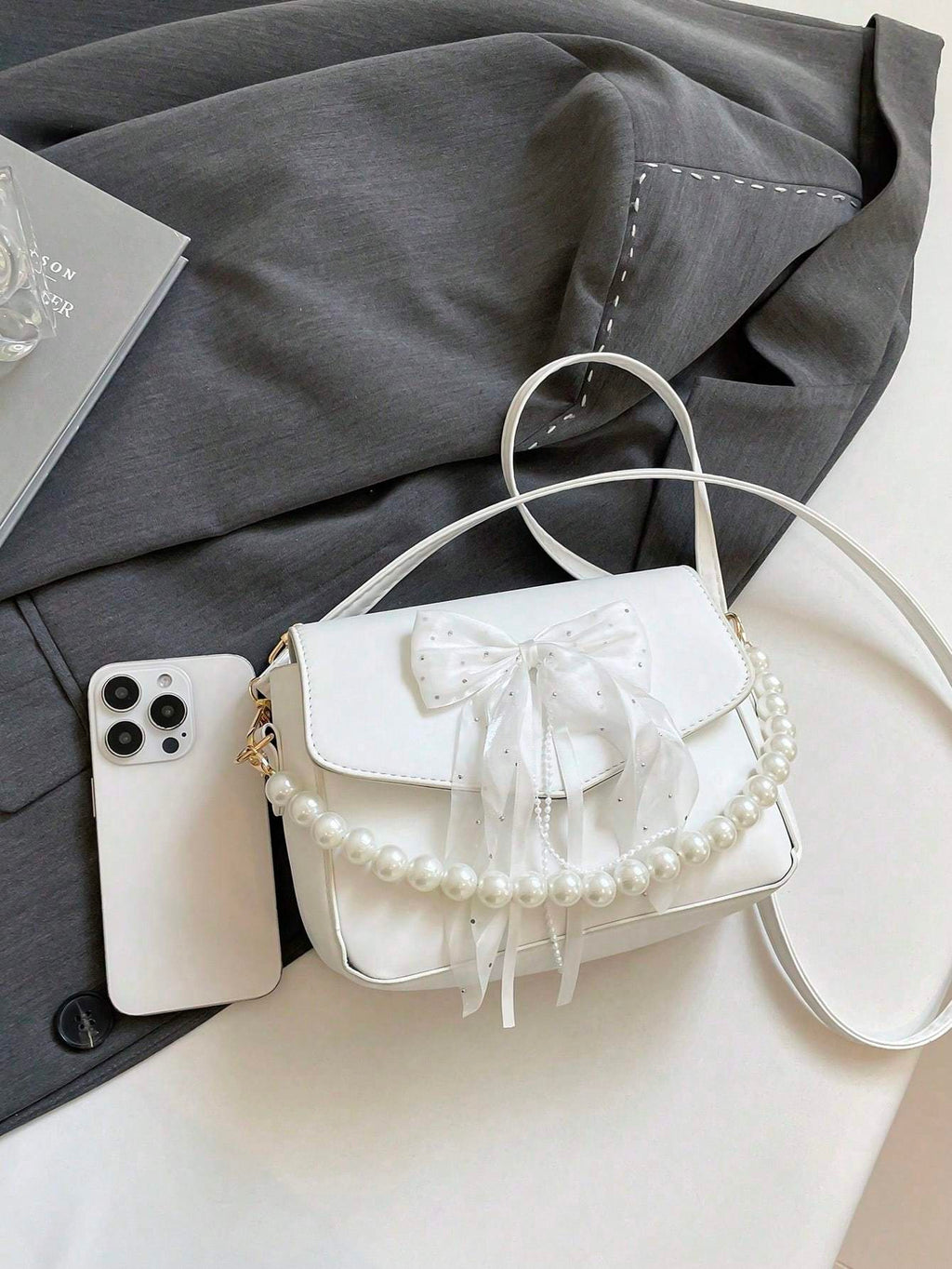 Bowknot Lace Pearl Handbag Fashion Bag Women's Shoulder Crossbody Bag