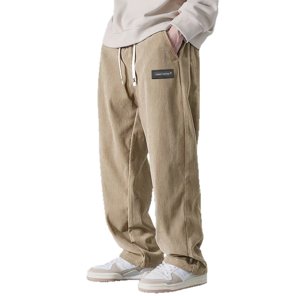 Fashionable European-style American-style Draping Straight Corduroy Trousers