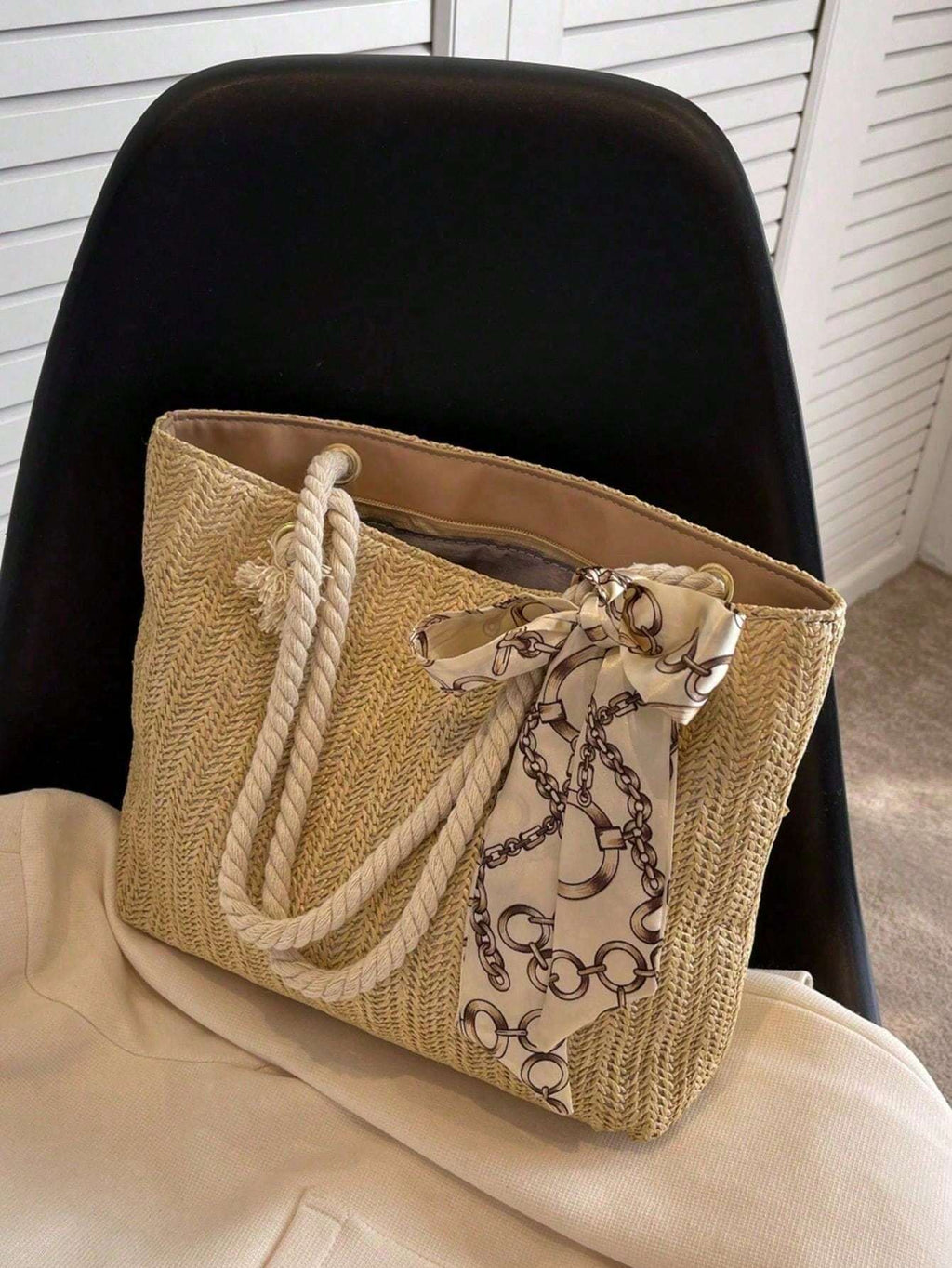 Large-capacity Tote Bag New Fashion Handbag One-shoulder Underarm Bag Straw Casual