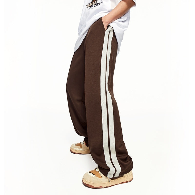 Retro Sports Side Stripe Trendy Brand Casual Men's Wide-leg Pants