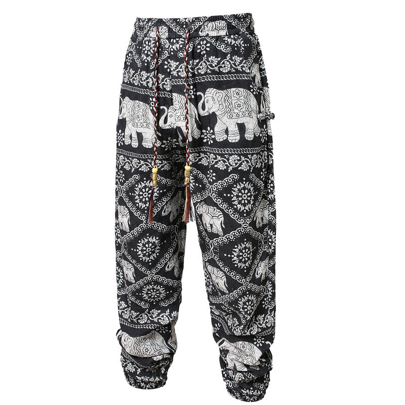 Men's Casual White And Colored Ankle-tied Harem Pants