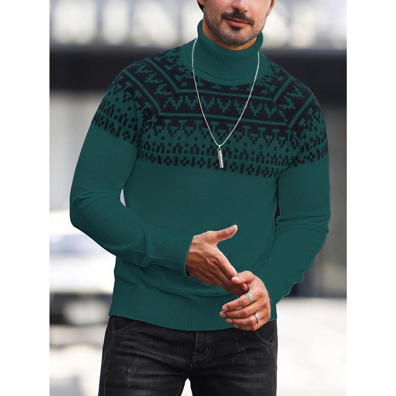 Men's Casual Printing High Collar Loose All-match Sweater
