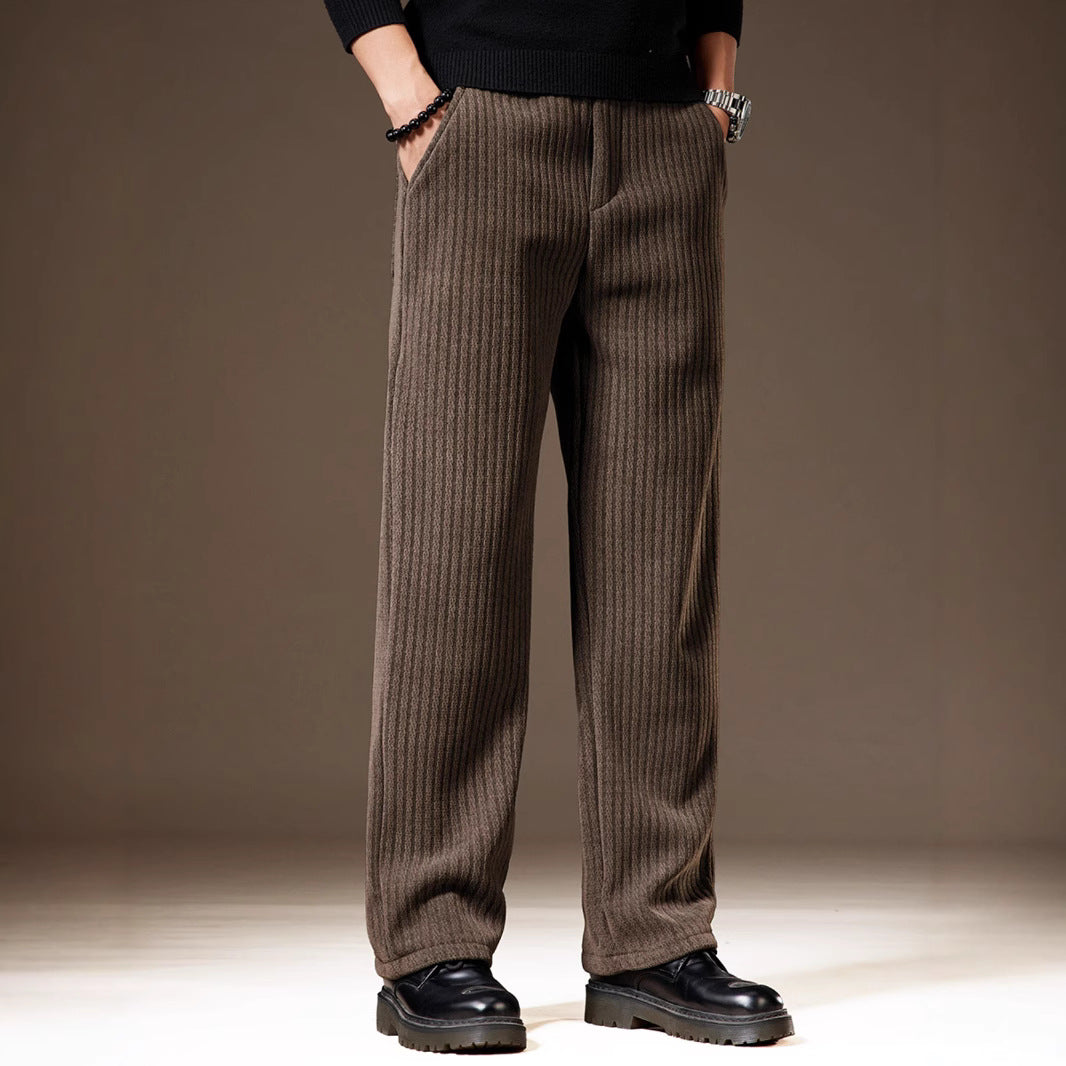 Thick Stripe Velvet Heavy Corduroy Straight Casual Pants