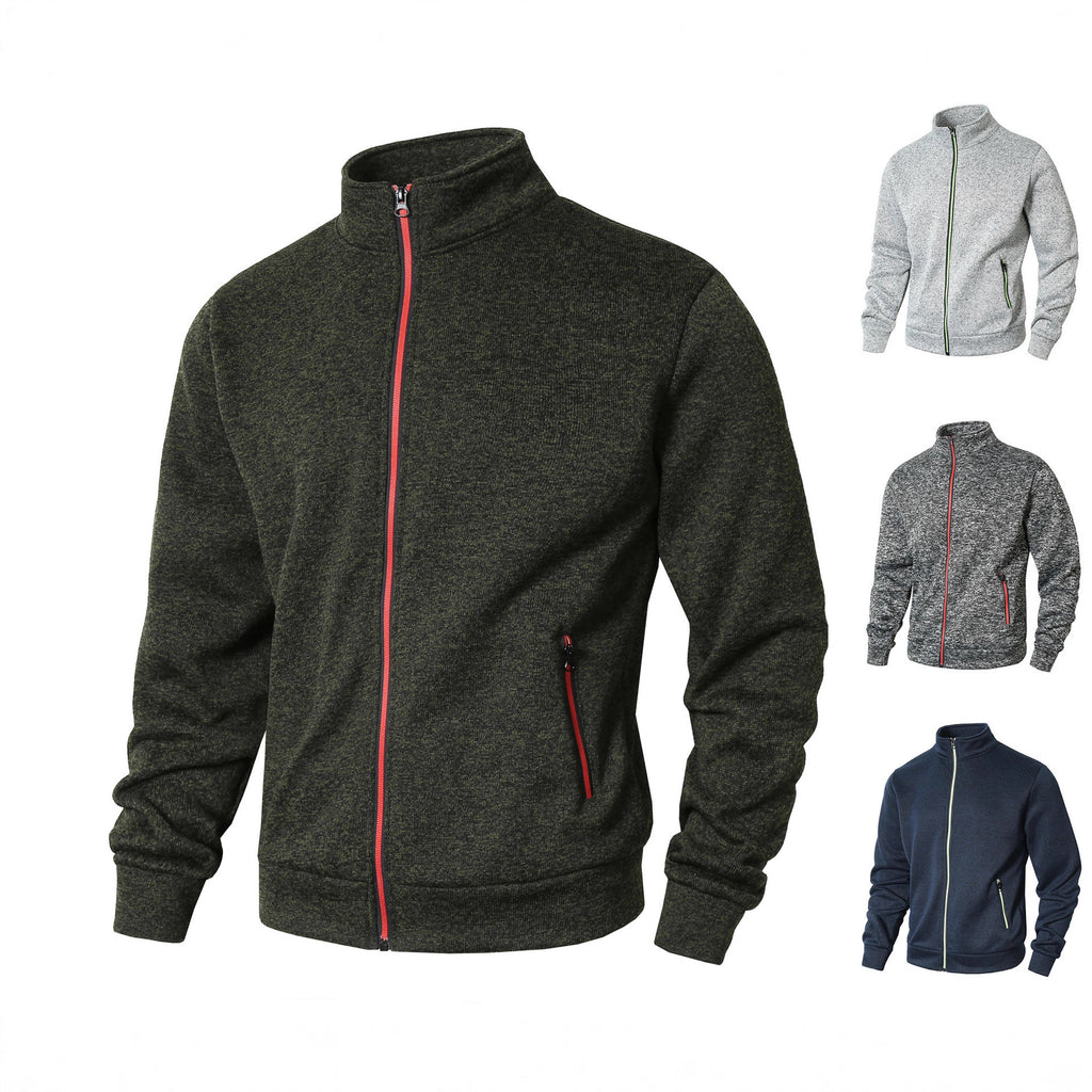 Men's Stand Collar Jacket Cardigan Cationic Fleece Padded Coat