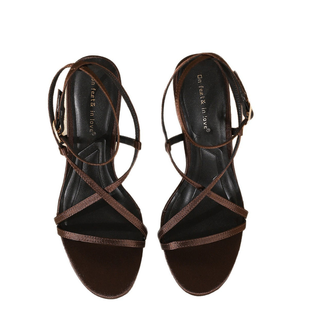New High Heel Women's Shoes Thin Cross Straps With Roman Stiletto Heel
