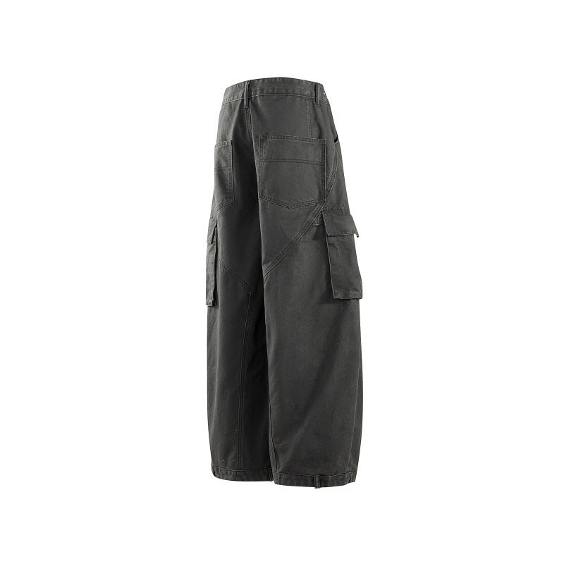 Large Pocket Design Men's And Women's Loose Wide-leg Workwear Trousers