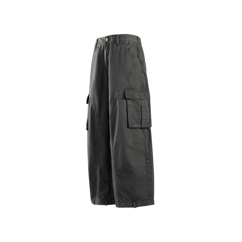 Large Pocket Design Men's And Women's Loose Wide-leg Workwear Trousers