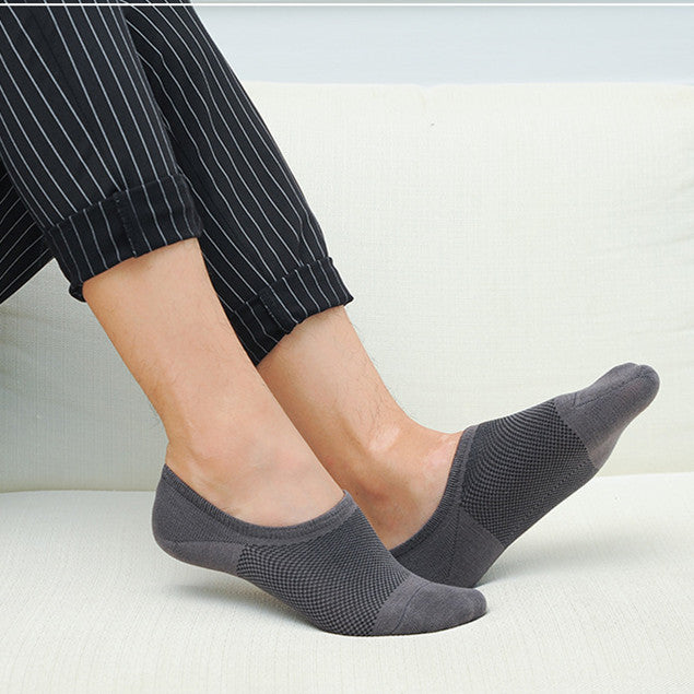 Summer Men's Bamboo Fiber Mesh Invisible Boat Socks