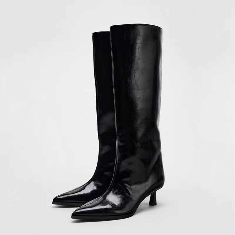 Women's British Style Pointed Toe High Leg Boot