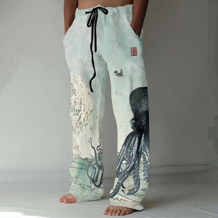 Casual Straight-leg Loose Drawstring Trousers