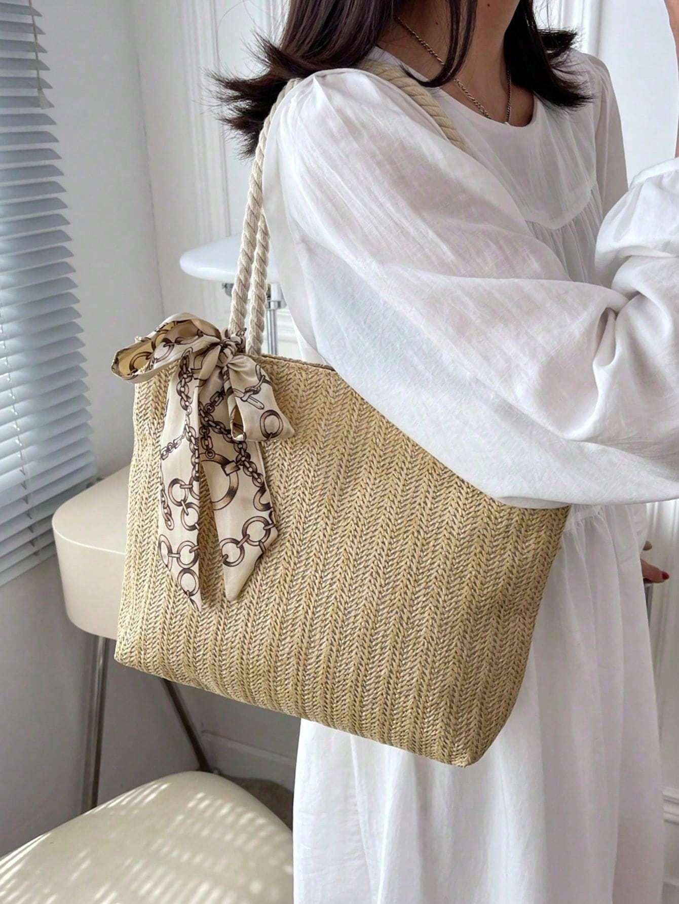 Large-capacity Tote Bag New Fashion Handbag One-shoulder Underarm Bag Straw Casual