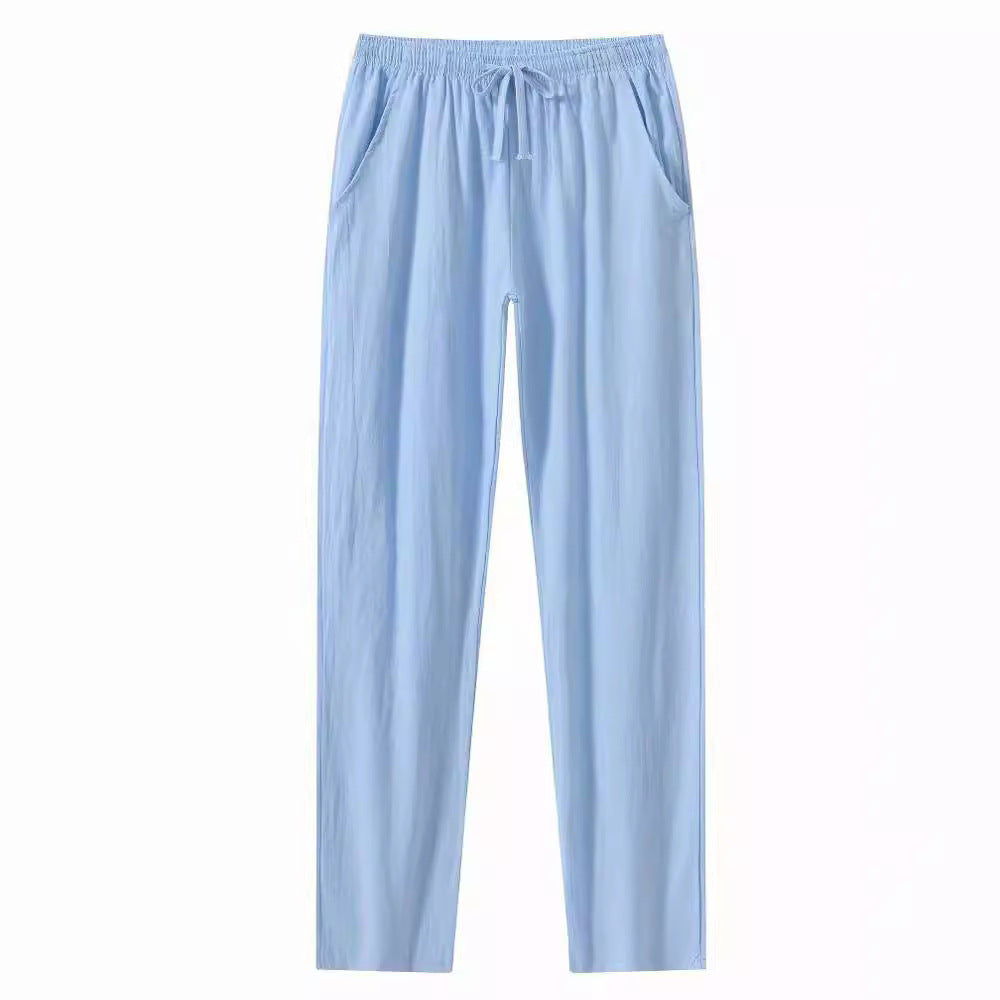 Cotton And Linen Beach Pants Men's Loose Casual