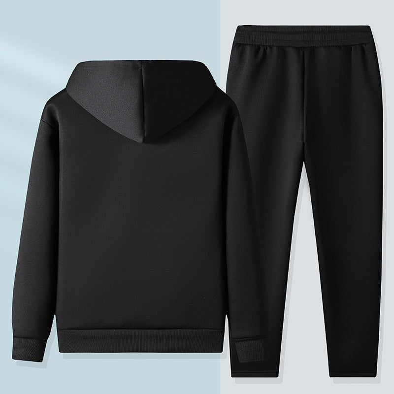 Autumn And Winter Warm Leisure Sports Men's Coat Hooded Jacket Blouse And Pants