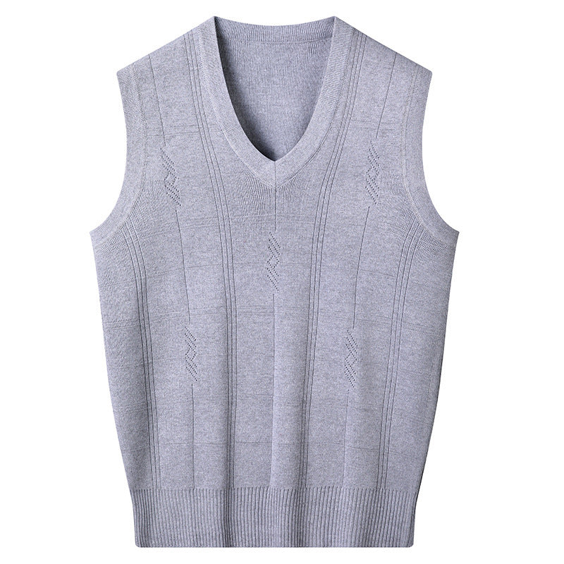 Spring And Autumn V-neck Loose Vest For Middle-aged And Elderly Men Casual Vest