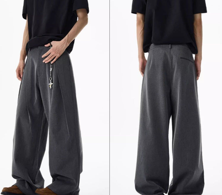 Design Sense Double Pleated Profile Suit Pants Men And Women High Sense