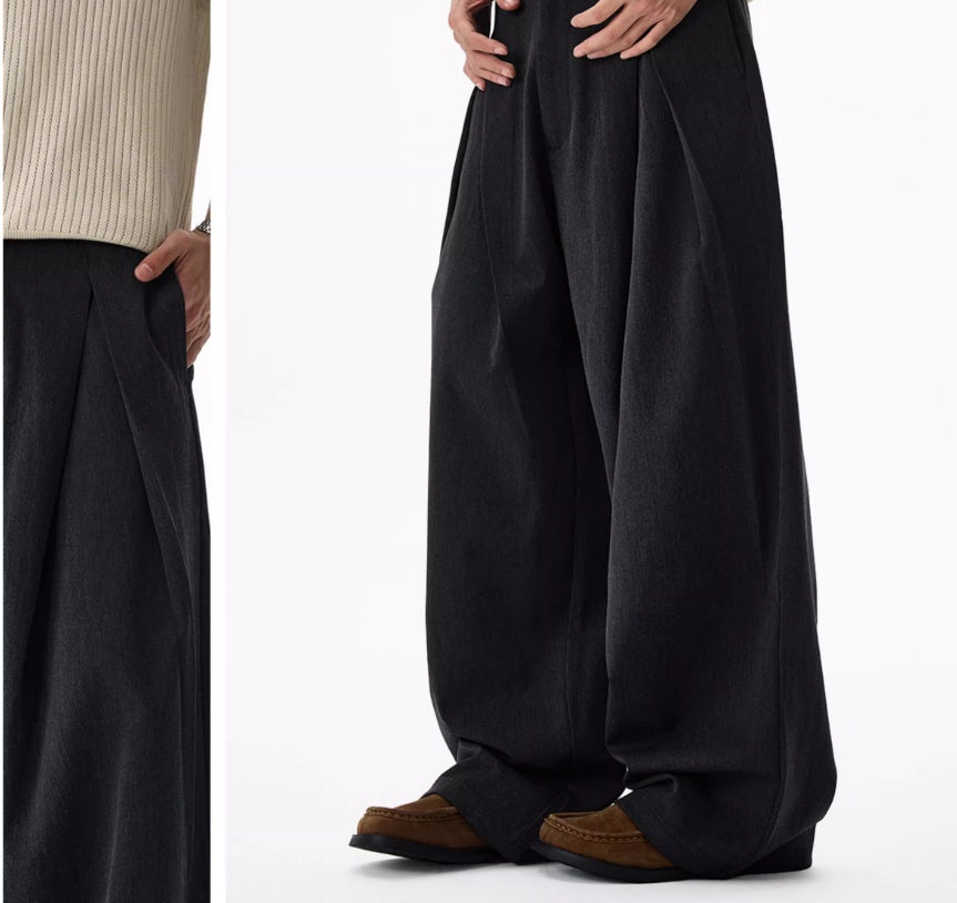 Design Sense Double Pleated Profile Suit Pants Men And Women High Sense