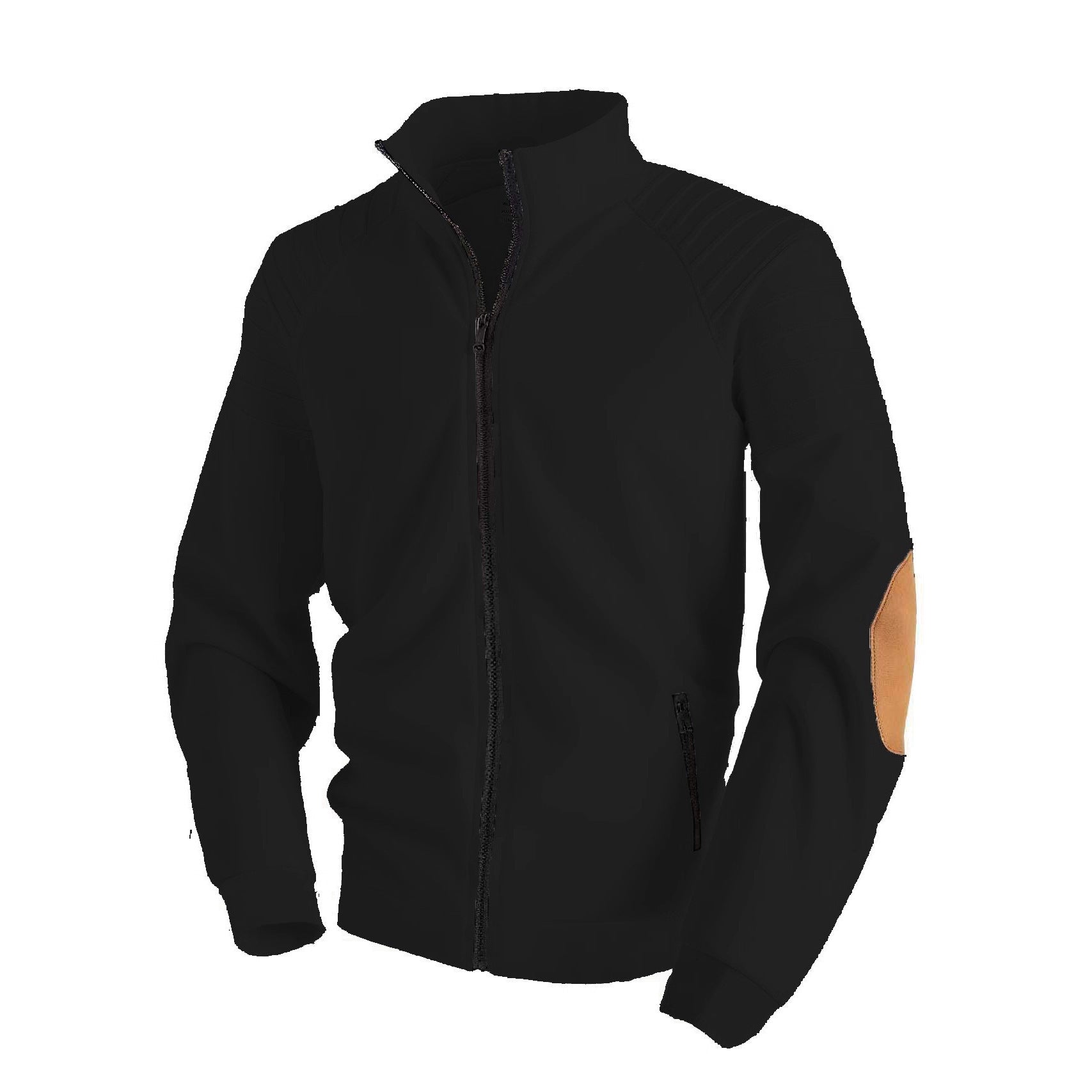 Patchwork Pleated Design Stand Collar Cardigan Zipper Men's Jacket Sweater