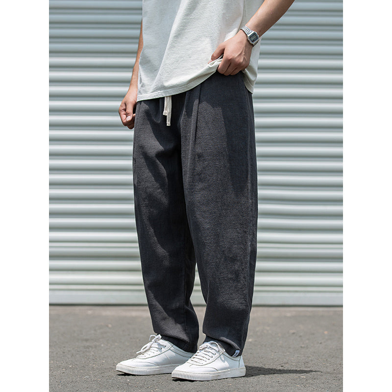 Men's Summer Light Breathable And Loose Straight Drooping Linen Pants