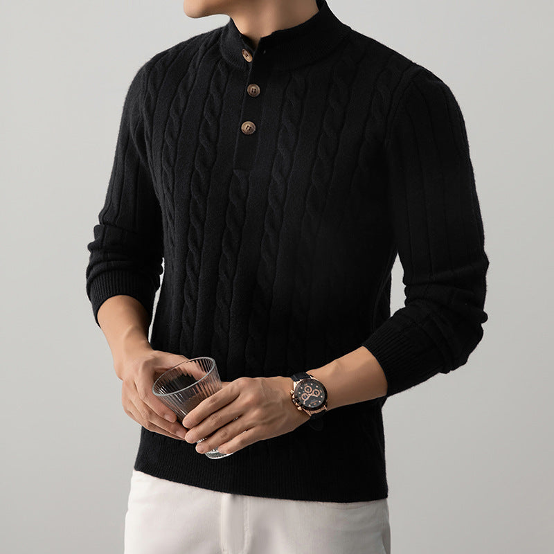 Thick Jacquard Warm Young And Middle-aged Soft Turtleneck Sweater