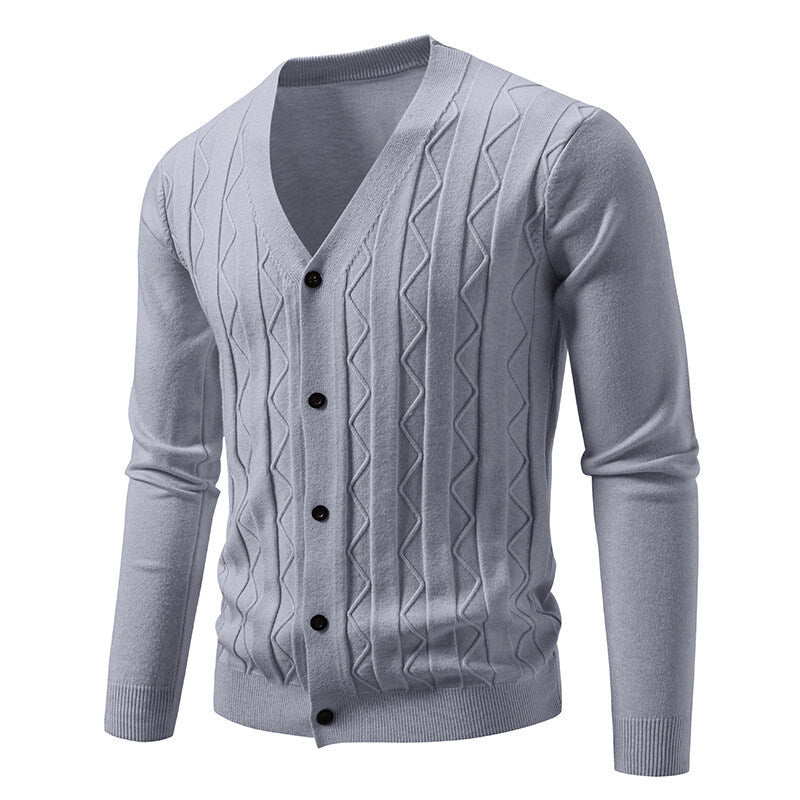 Men's Brocade Sweater Korean Style Trendy Casual Loose And Handsome V-neck Knitted Cardigan Coat