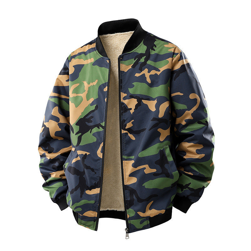 Men's Fleece-lined Thickened Casual Camouflage Jacket