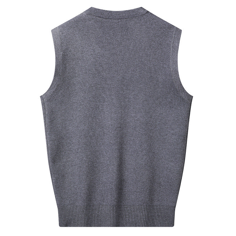 Spring And Autumn V-neck Loose Vest For Middle-aged And Elderly Men Casual Vest